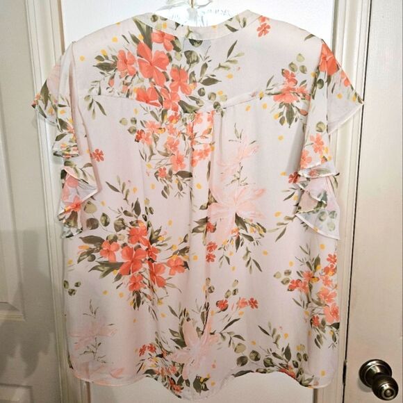 #360 MAGASCHONI- Floral Print Flutter Sleeve Blouse- Size:2X - Picture 2 of 6